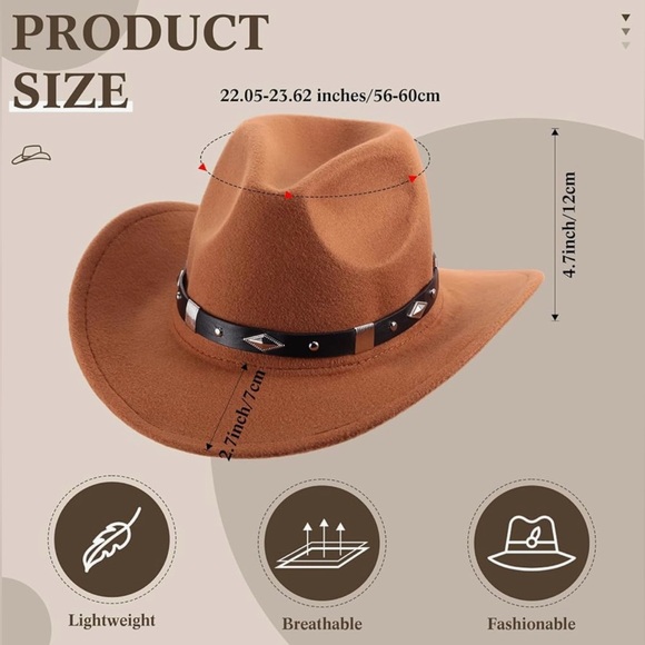 Cowboy Hats for Women/Men white and black left - Picture 4 of 4